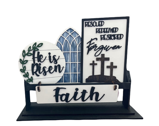 Easter Faith tiered tray or shelf stand
