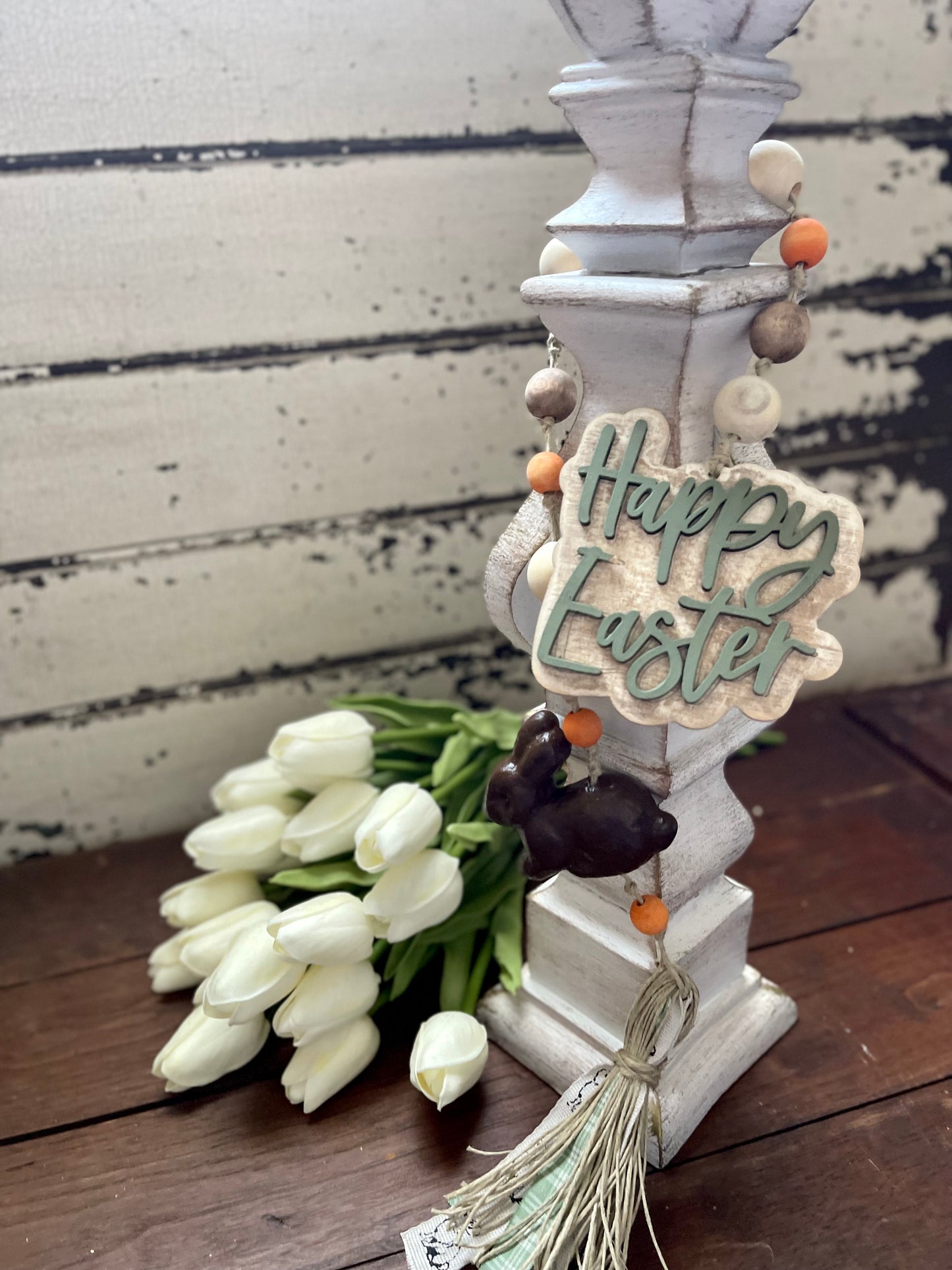 Happy Easter garland, chocolate bunny