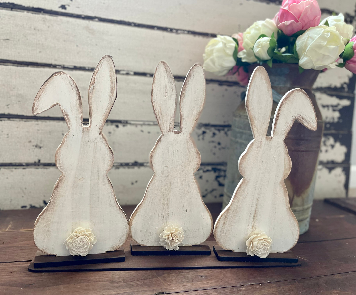 Bunny trio, farmhouse bunny decor