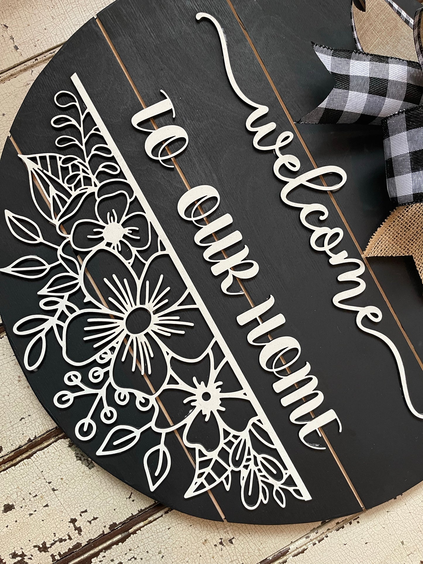 Welcome to our home, wood sign for your home, door hanger