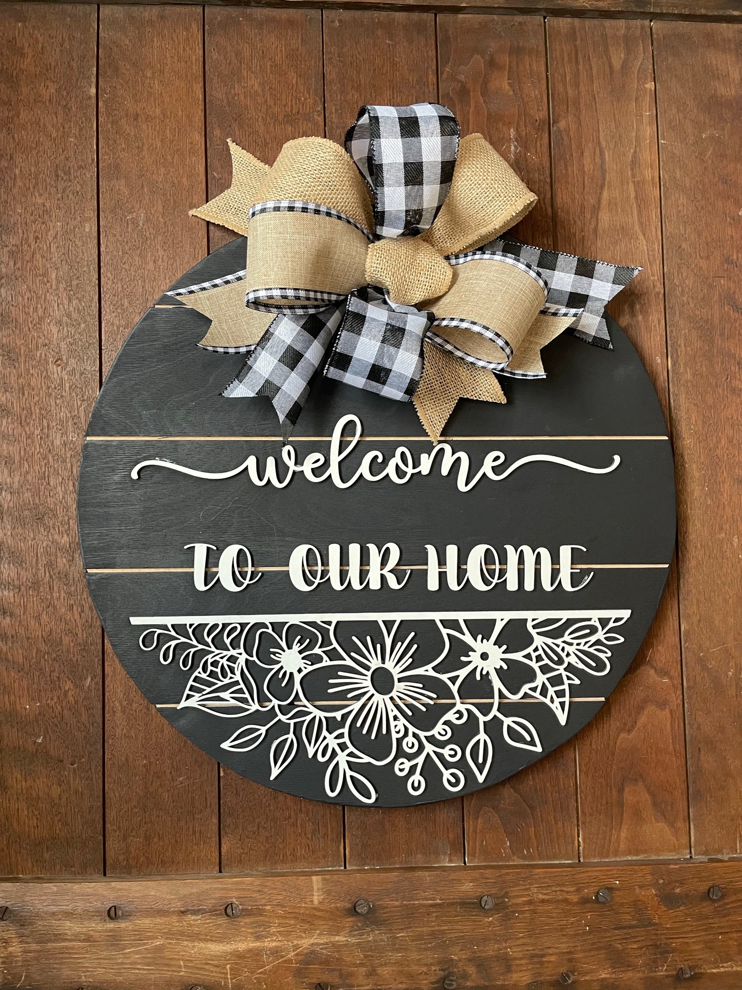 Welcome to our home, wood sign for your home, door hanger