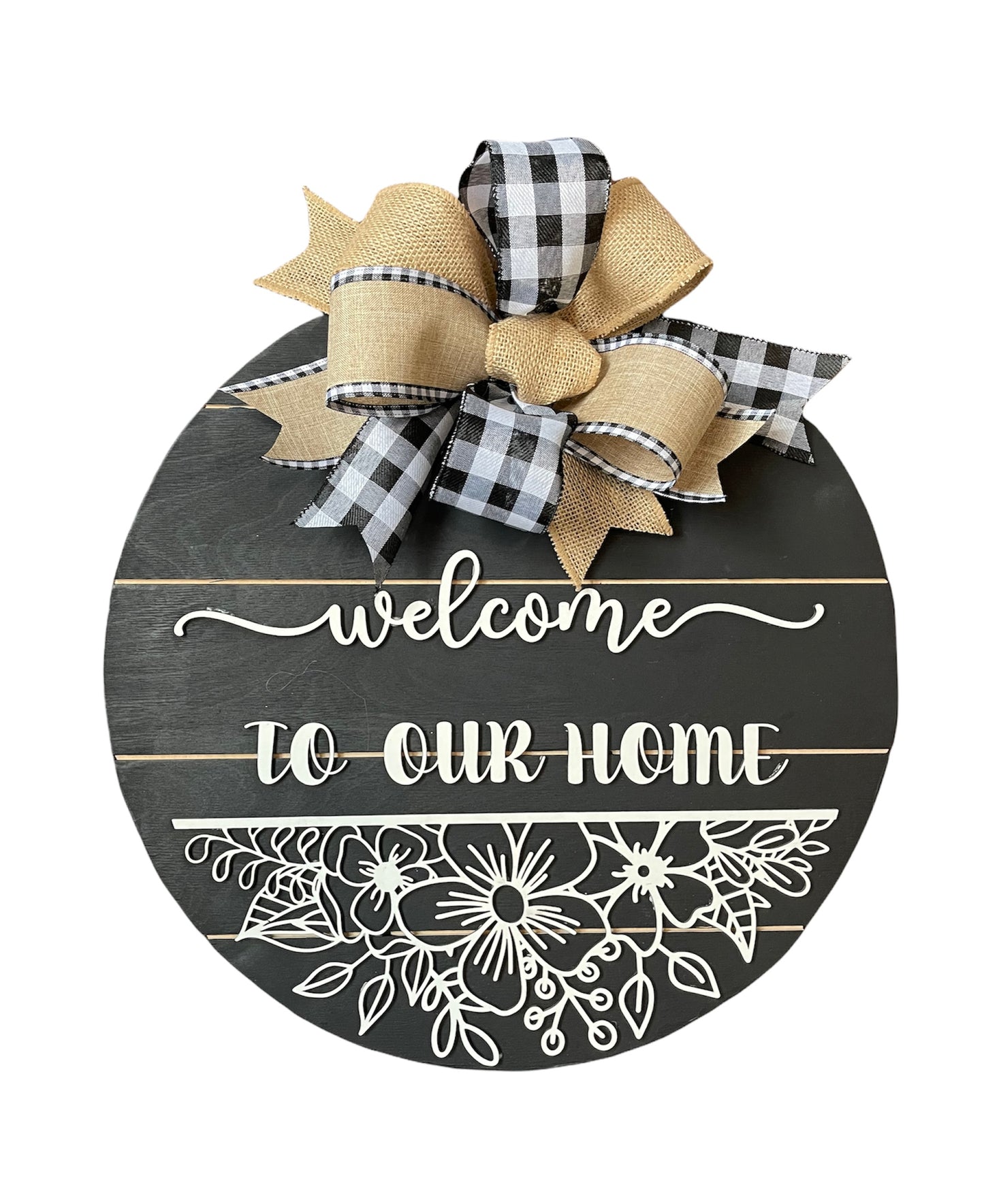 Welcome to our home, wood sign for your home, door hanger